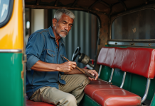 Fabrication des tuk tuk: quelles sont leurs origines ? Artisan en bleu assemble un tuk tuk dans un atelier