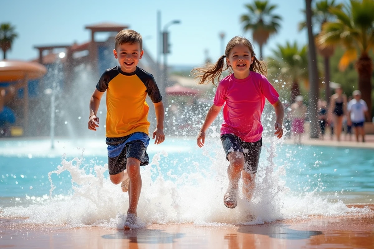 Enfants courant dans la zone d
