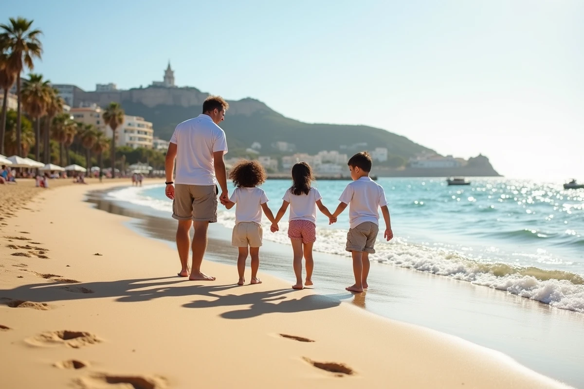 Famille sur la plage de Palma regardant la mer