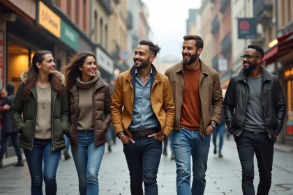 Groupe de jeunes adultes dans une ville dynamique