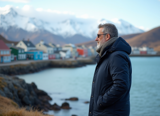 Ville la plus proche de l’Antarctique : découvrir son emplacement géographique Homme en parka regardant la mer à Ushuaia