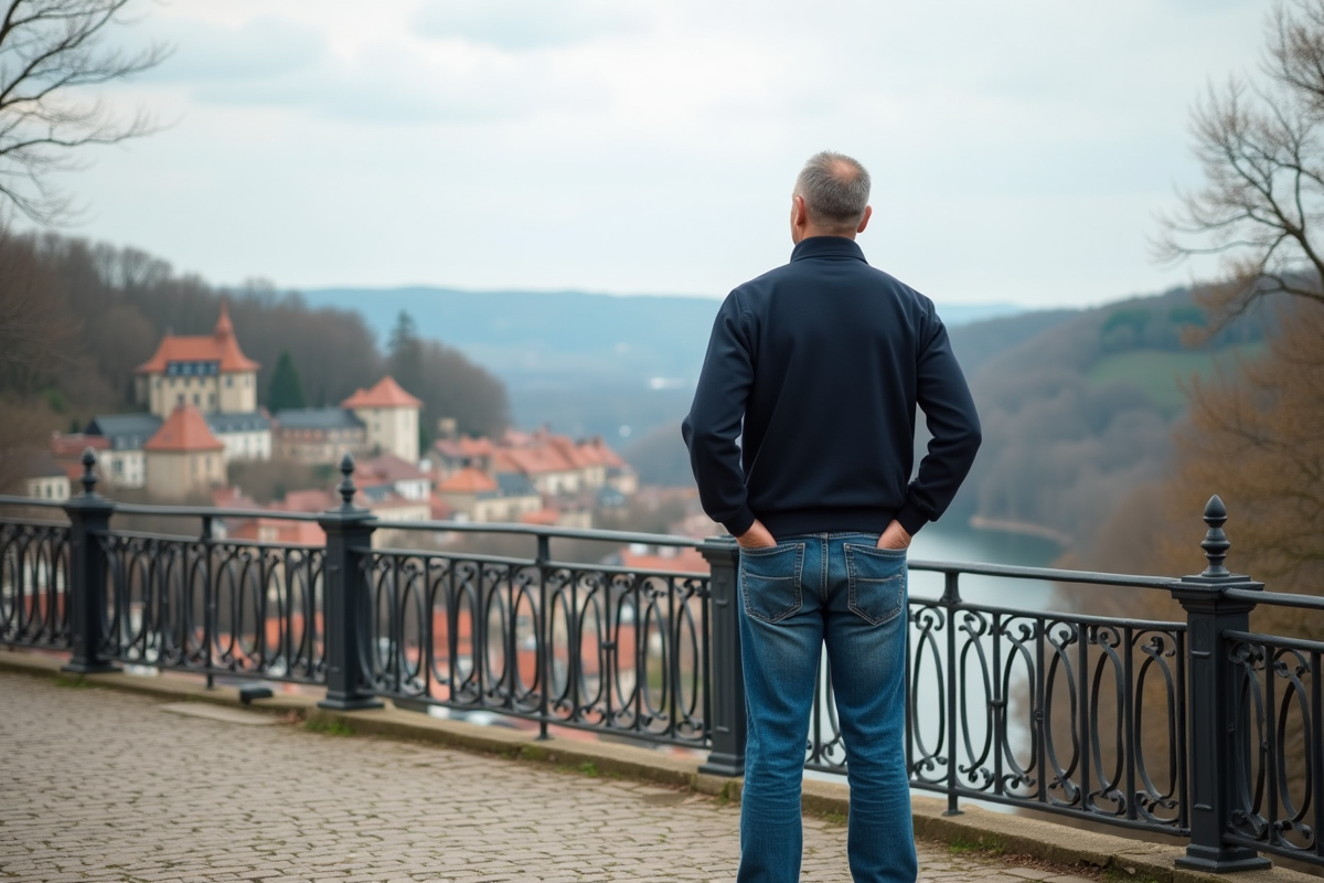 Homme regardant le paysage depuis le belvédère de Chaumont